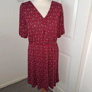 1 FAT FACE claret red pattern summer dress, size 12 - Picture 1 of 5