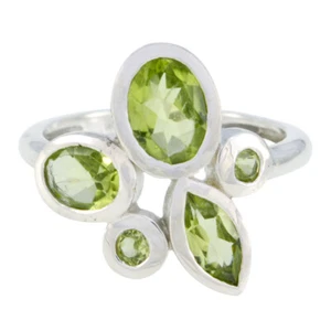 Peridot 925 Solid Silver Ring Handcrafted Jewelry For Birthday Gift US - Picture 1 of 2
