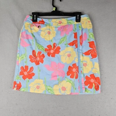 Duck Head Jean Skort Womens Size 10 Blue Floral Mod Tropical Hawaiian Wrap - Image 1 of 4