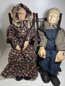 William L. Wallace Jr. Grandma & Grandpa Porcelain Dolls 20" with rockers - Picture 1 of 6