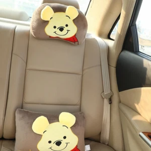 Lindo juego de almohada para cuello y soporte lumbar de asiento de coche de dibujos animados diseño de felpa suave - Imagen 1 de 7