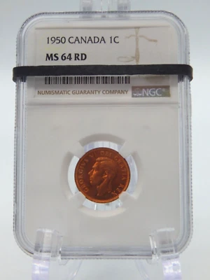 1950 CANADA  MS64 RD NGC GRADED Canadian 1 CENT  #BT433 - Image 1 of 4