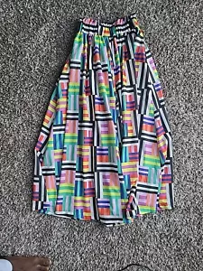 Emily McCarthy Palazzo Pants Size Large Madras Multicolor Plaid Wide Leg Lined - Picture 1 of 7