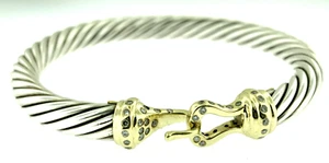 PULSERA HEBILLA DIAMANTE ORO 14K Y PLATA COLECCIÓN CABLE DAVID YURMAN 7,0 MM - Imagen 1 de 9