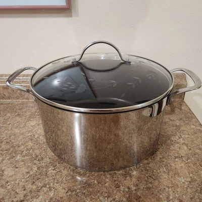 Olla para cacerola Princess House de acero inoxidable 18/10 de 9 cuartos con tapa grabada Foto 1 de 4