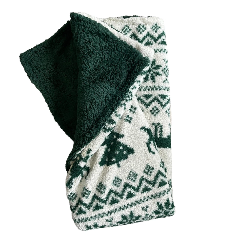 CYNTHIA ROWLEY Navidad Pluma Tejido Tiro 50X60 Reno Vacaciones Verde NUEVO Foto 1 de 4