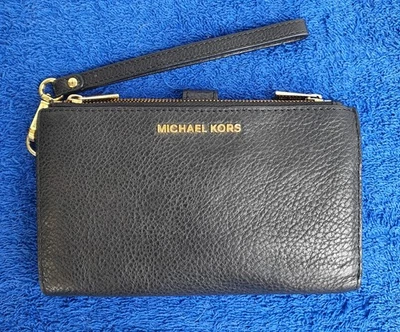 Michael Kors Black Pebbled Leather Double Zip Wristlet Wallet - image 1 of 4