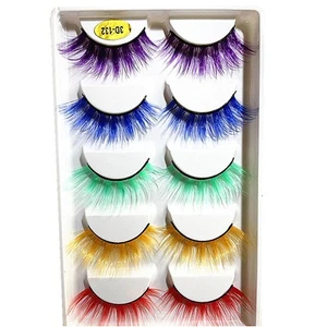 Herramienta de maquillaje para mujeres racimos de pestañas de color 5 pares de extensiones de Halloween de mascarada - Imagen 1 de 5