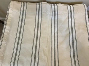 Country Curtains Pair of 2 Natural Green Ticking Stripe Cotton Curtain Panels - Picture 1 of 4