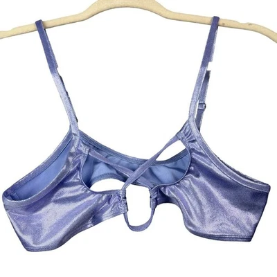 Top de bikini de natación Badinka púrpura metálico con tiras ajustables festival rave talla M Foto 1 de 4