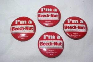 Vintage I'm A BEECH-NUT Wearer Qualified To Win Red Pinback Pin Button Badge Lot - Picture 1 of 5