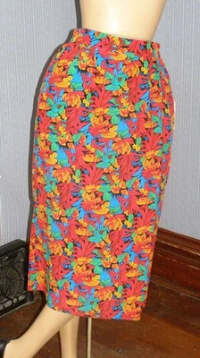 Vintage 80's NOS colorful TROPICAL leaves print pencil skirt S M PROPHECY mid - Image 1 of 4