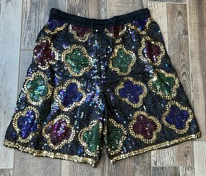 Vintage SNF Multicolor Sequined Shorts L - Picture 1 of 6