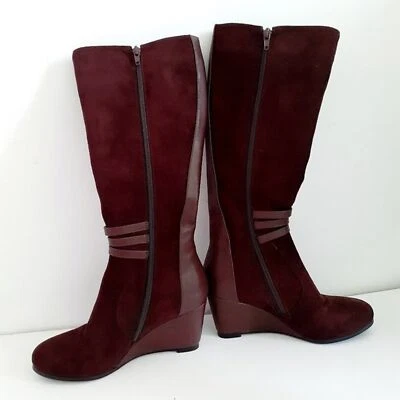 Vittorio D' Firenze 及膝棕色绒面革楔形靴 6 码款 Z11221 — 第 1/4 张图片