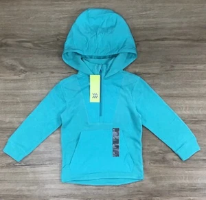 Boys' Half Zip Hooded Microfleece Pullover Sweatshirt Sweater Hoodie Teal XS - Picture 1 of 5