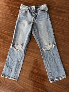 H&M &Denim Jeans Womens 6 Boyfriend Low Waist Jeans Distressed Medium Wash Denim - Picture 1 of 2