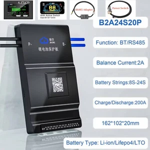 JIK Smart BMS 8S-24S 2A Li-ion LiFePo4 Battery BMS 200A RS485/Power Switch lot - Picture 1 of 41