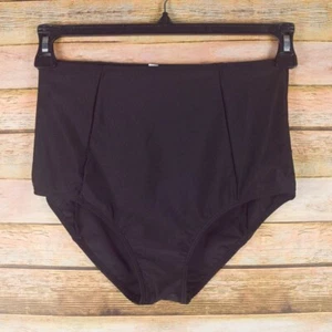 Womens M/8 Black Swim Bottom Hi Waist Full Coverage Retro Style EUC - Picture 1 of 3