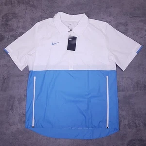 NIKE Coaches Lightweight Sideline Short Sleeve  Jacket Mens MEDIUM White Blue - Picture 1 of 8