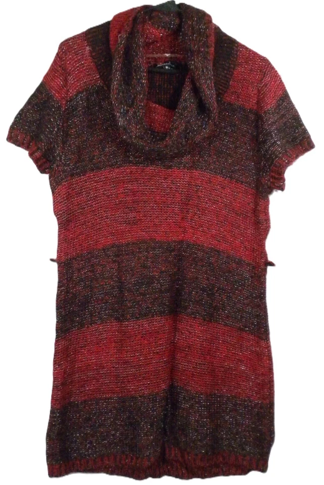 NUEVO CON ETIQUETAS ~ Vestido Suéter Para Mujer Notations Cara Granate Rojo Rayas Talla XL Foto 1 de 4