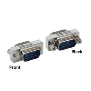 VGA HD15 Male to Male Mini Adapter 15 Pin Straight Through Pinout PC SVGA Video - Picture 1 of 1