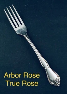 1 ONEIDA 1881 ROGERS ARBOR ROSE TRUE ROSE DINNER FORK STAINLESS GLOSSY USA - Picture 1 of 5