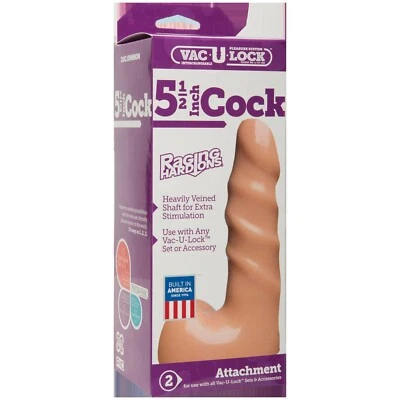 Doc Johnson Vac-U-Lock Raging Hard-On 5.5" Cock Beige - Dildo Dong Attachment - Image 1 of 3