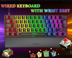 UK Layout Wired Mechanical Gaming Keyboard RGB Chroma Backlit 61 Key +Wrist Rest