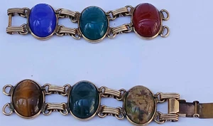 Vintage 6 Gemstone Group Gold 12k GF Shape Oval Handmade Multicolor Fashion Rare - Picture 1 of 11