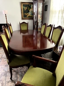 Reproduction Antique Dinning Table and 8 Chairs - Picture 1 of 7