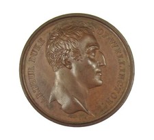 1815 DUKE OF WELLINGTON WATERLOO 41mm BRONZE MEDAL - BY BRENET
