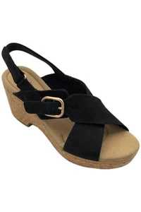 Clarks Women's Collection Leather Wedges Giselle Dove Black - Picture 1 of 3