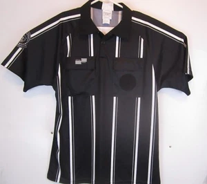 Official Sports Black Soccer Referee Short Sleeve Jersey Shirt - Size Medium - Picture 1 of 6