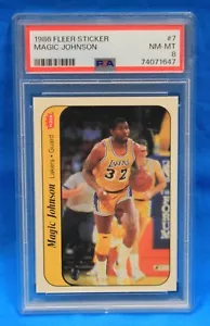1986 FLEER STICKER # 7 Magic Johnson PSA 8 NM-MT # 74071647 LOS ANGELES LAKERS ! - Picture 1 of 2