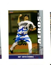 Signed Autograph Auto Minor League MiLB Card Akron Aeros 2010 Bryce Stowell