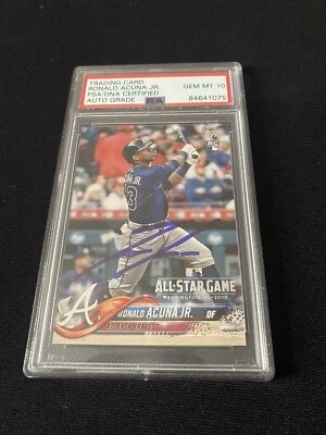 RONALD ACUNA JR RC autógrafo assinado 2018 Topps ASG conjunto 698 PSA gema estado perfeito 10 automático - Imagem 1 de 2