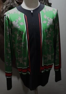 Giacca donna Eva Varro nera e verde leggera con zip manica lunga taglia L - Foto 1 di 9