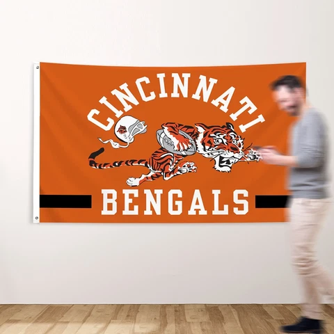 Cincinnati Bengals Retro logo Flag 3x5ft NFL Banner Super Bowl LVI FREE SHIPPING Cover