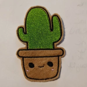 Cactus in a pot embroidered patch iron or sew on - Picture 1 of 1