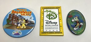 Set Of 3 Disney Button Pin, Earth Day 2001, Boardwalk Villas Vacation Club Fund - Picture 1 of 8