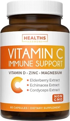 Healths Harmony Suplemento de Apoyo Inmunológico Saúco Vitamina C y Zinc 60ct Foto 1 de 4