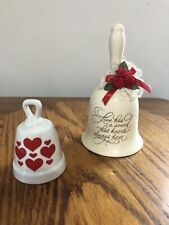 Vintage Porcelain Bells. Love Themed. For Gift Or Collections.