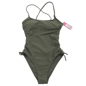 Xhilaration Womens Size L Monokini Racerback Ribbed Tie Sides Green AFS49 - Picture 1 of 11