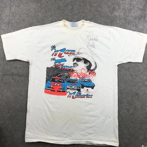 Vintage Richard Petty Shirt Mens XL White Double Sided Signed Autographed USA * Cover