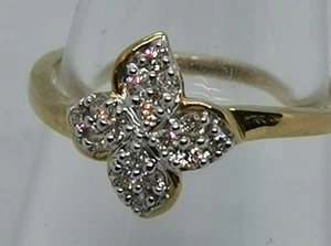 Pretty Flower Brilliant-cut Diamond Cluster Ring, Size L - Picture 1 of 7