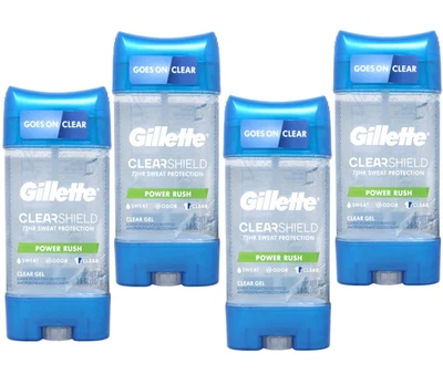 4 Pack Gillette Anti-Perspirant Deodorant Clear Gel Power Rush 3.8 OZ EXP 7/26 - Image 1 of 4