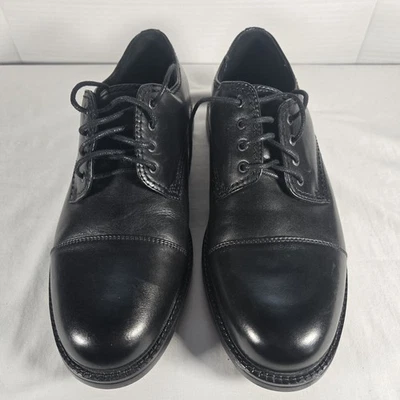 Кожаные туфли Thom McAn платье повседневное крышка носок шнурует вверх Оксфорд черный мужской 10 - Изображение 1 из 4