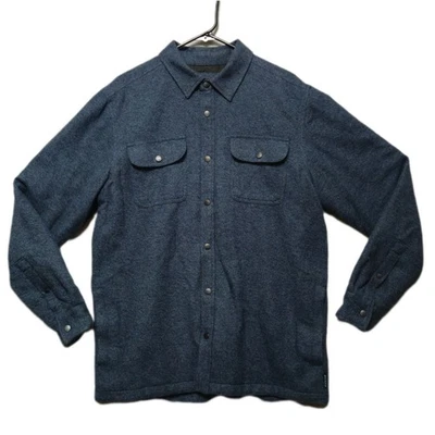 PRANA Dock Jacket Mens Medium Blue Organic Cotton Lined Button Front Shacket - Image 1 of 4