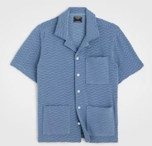 Camisa Todd Snyder Patrón Onda Azul Algodón Terry Salón/Cabana Mediana Nueva con Etiquetas $248 - Imagen 1 de 11