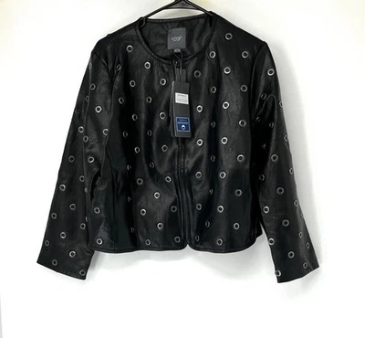 Lysse NUEVO CON ETIQUETAS Imitación Cuero Chaqueta Recortada Mujer’s XL Chaqueta Tiene Bolsillos Negro Foto 1 de 4